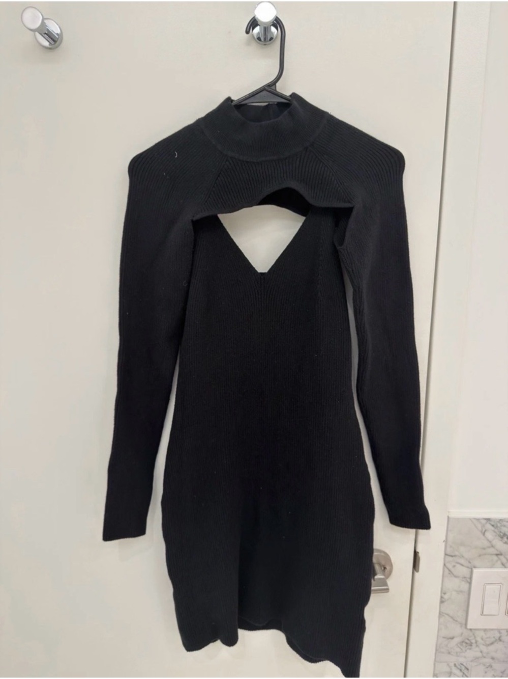 Abercrombie & Fitch Black Long Sleeve Two Piece in One Knit Dress